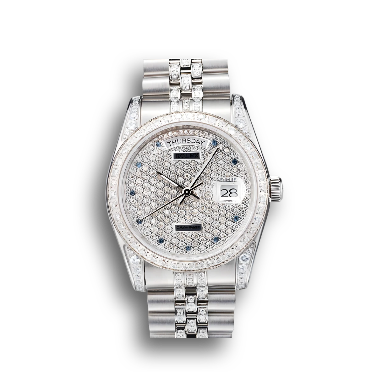 DayDate Diamond Plated Stainless Steel Bracelet Diamond Plated Dial 41985