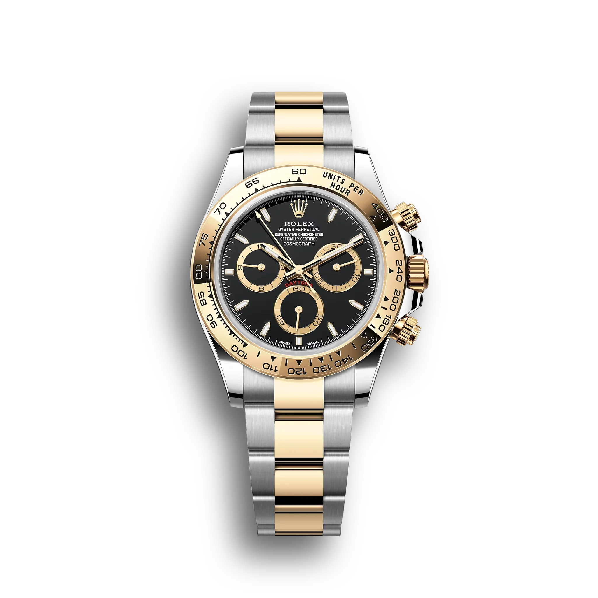 Daytona Cosmograph: Oyster, Yellow gold, black dial, Oyster bracelet, yellow gold bezel, tachymetric scale, m126503-0003