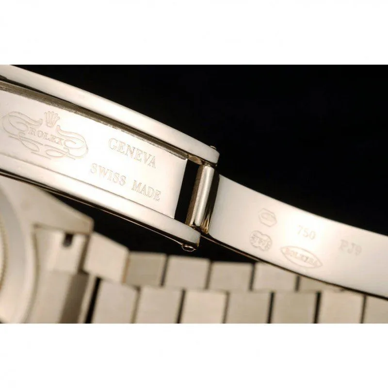 Swiss Day-Date Gold Stainless Steel Ribbed Bezel Black Dial 41998