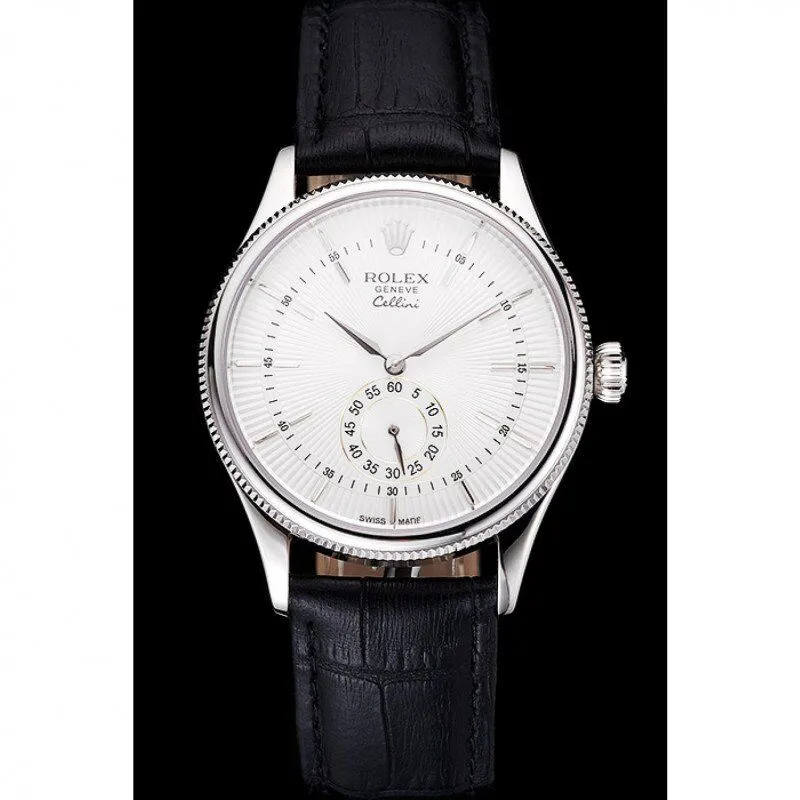 Swiss Cellini White Dial Stainless Steel Case Black Leather Strap