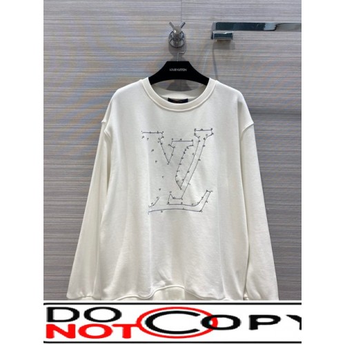 LOUIS VUITTON LV STITCH PRINT EMBROIDERED SWEATSHIRT WHITE