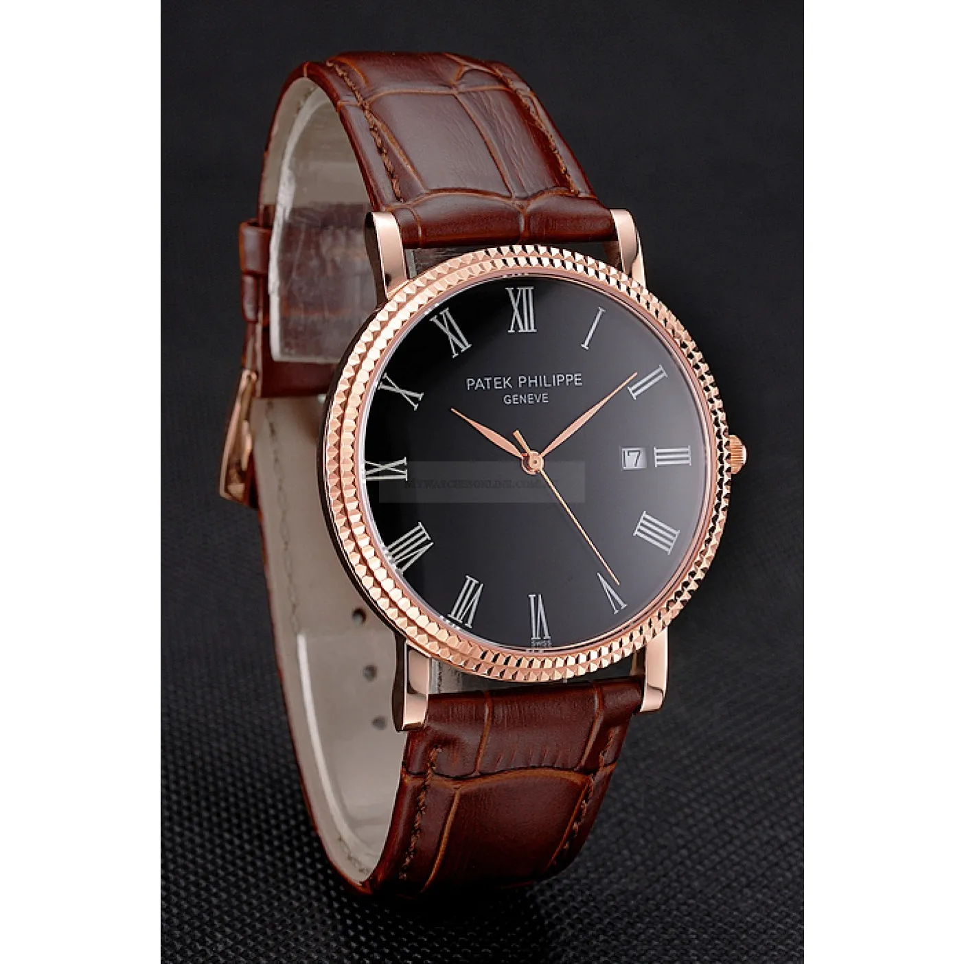 Calatrava Black Dial Roman 40 mm, Rose Gold Plated