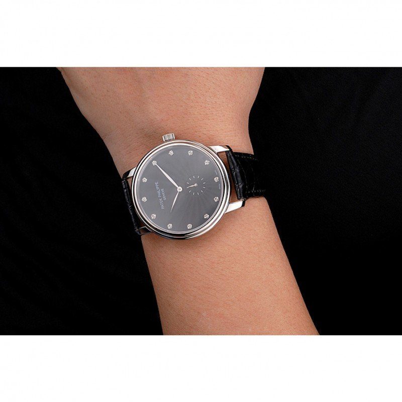 Calatrava Dial Black 41 mm, Stainless Steel