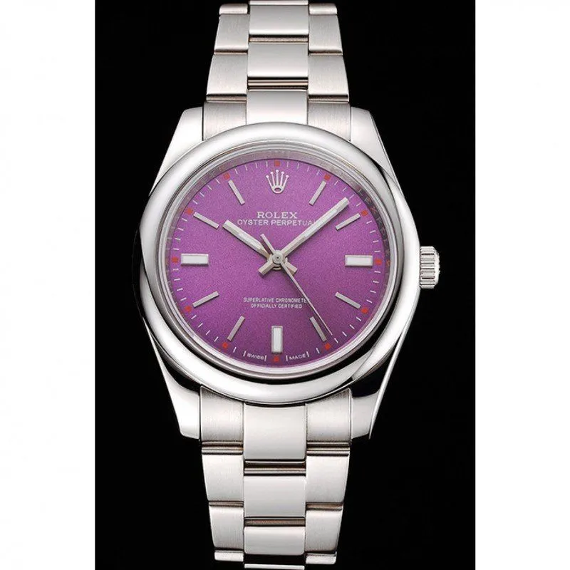 Oyster Perpetual Red Grape Dial Stainless Steel Case And Bracelet