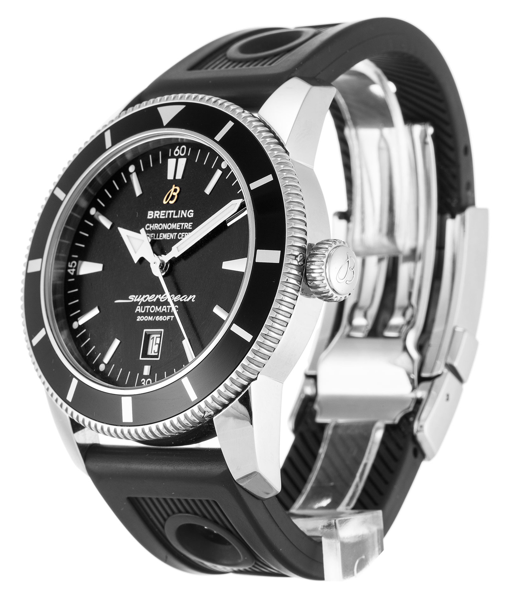 SuperOcean Heritage Black Dial Rubber Strap A17320