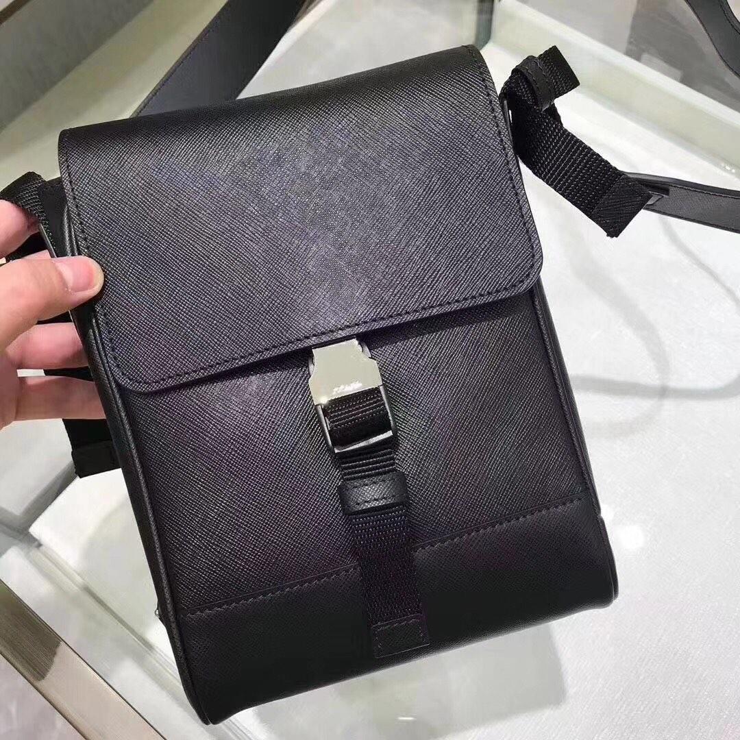 Prada Men Saffiano Leather Shoulder Bag Black 2VD019