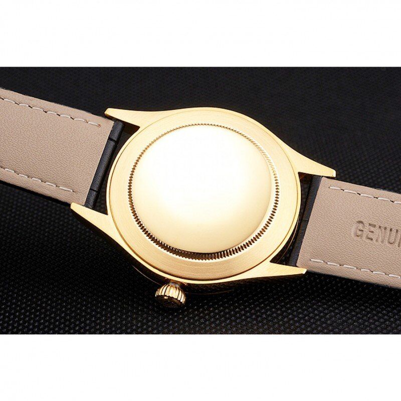 Cellini Date Black Dial Gold Case Black Leather Strap