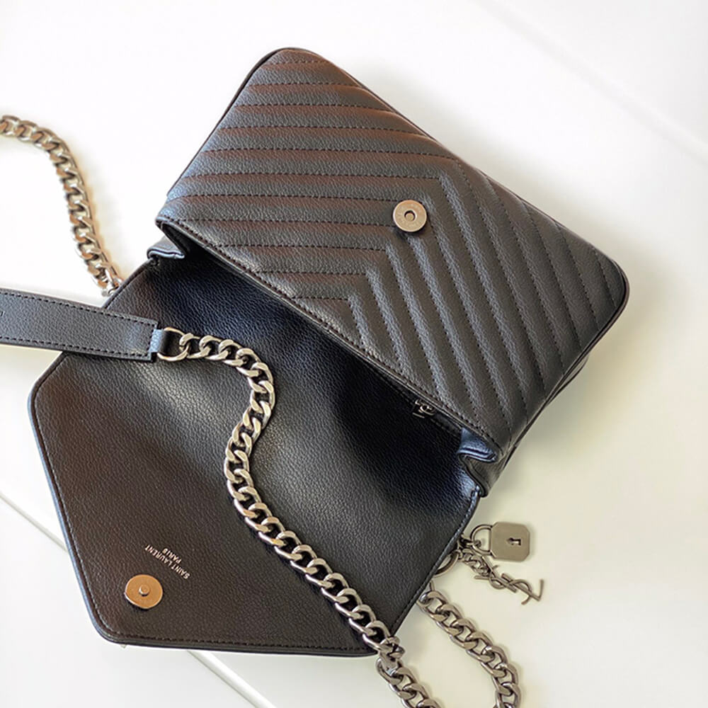 YSL Saint Laurent College quilted-leather satchel bag