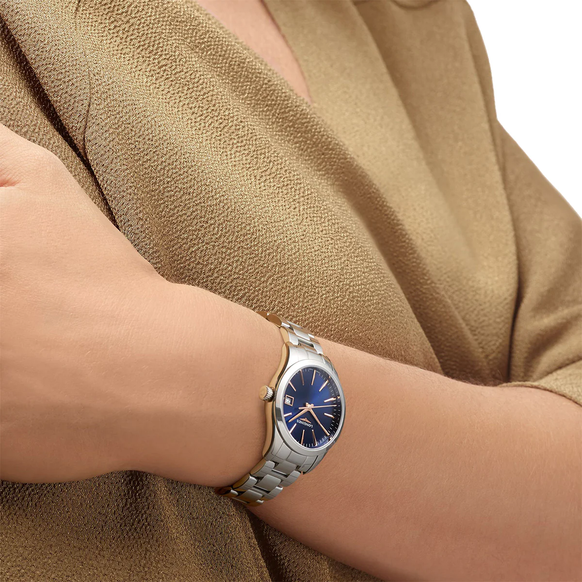 Conquest Classic 34MM Quartz Blue Dial Rose Markers Watch L23864926