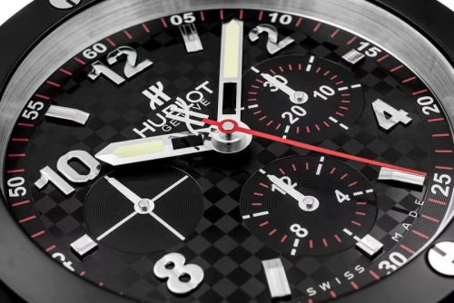 big bang wall clock carbon fibre chronograph dial black