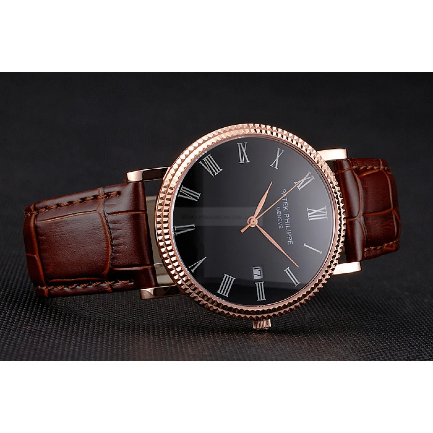 Calatrava Black Dial Roman 40 mm, Rose Gold Plated