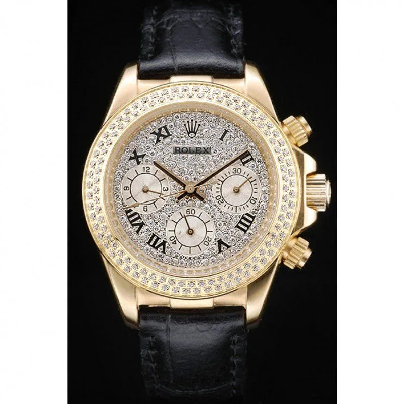 Daytona Lady Gold Case Crystal Studded Bezel Crystal Studded Dial 98238