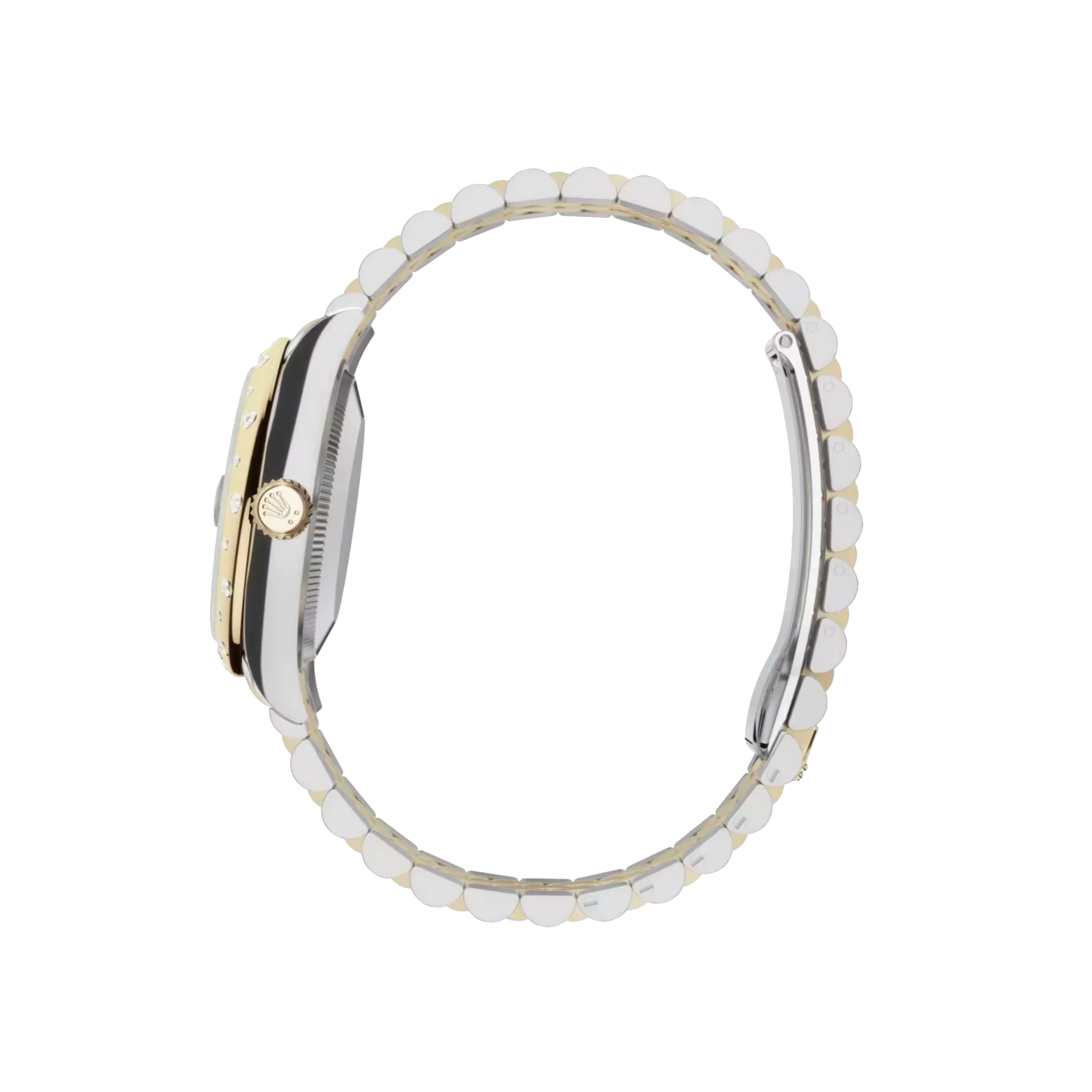 Datejust: Oystersteel and yellow gold, silver, diamond-set dial, Jubilee bracelet, m278343rbr-0004