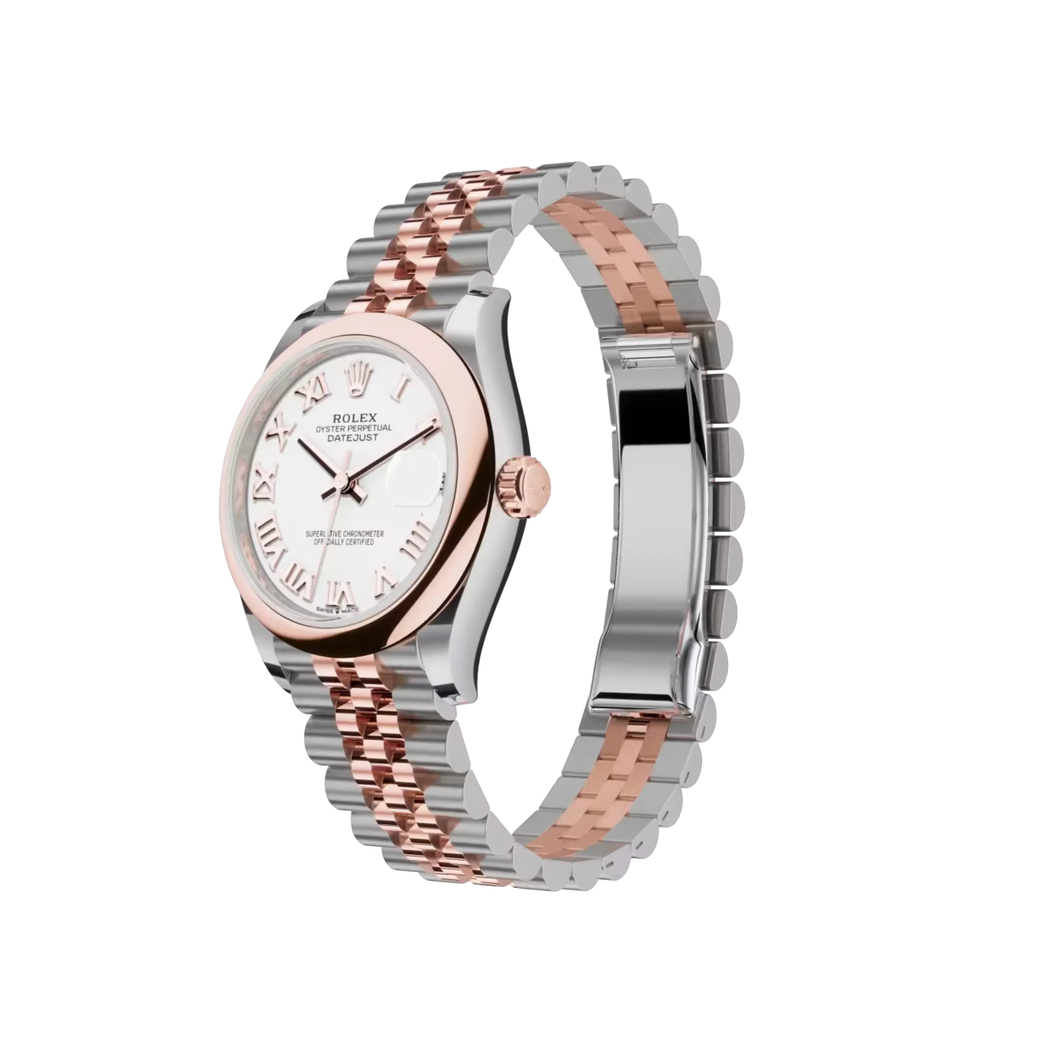 Datejust: Oystersteel and Everose gold, white dial, Jubilee bracelet, m278241-0002