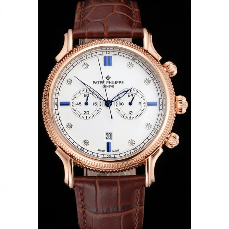 Chronograph White Dial White 40 mm, Rose Gold Plated