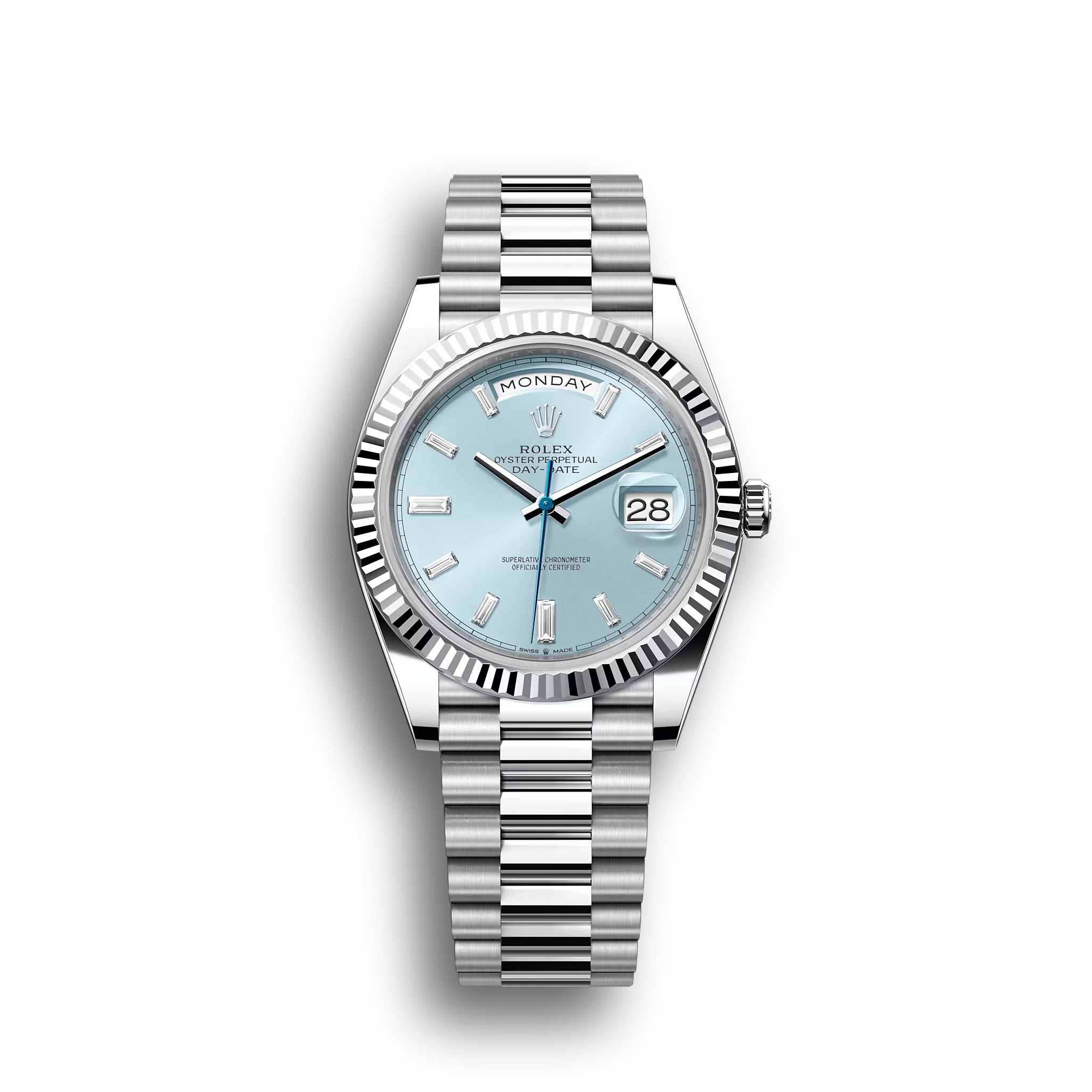 Day-Date: platinum, ice-blue, diamond-set dial, m228236-0006