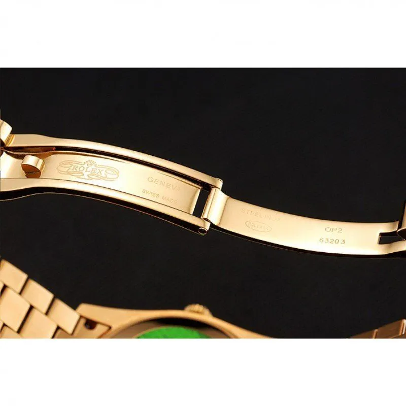 Swiss Day-Date Red Diamond Pave Dial Gold Diamond Bracelet 1453960