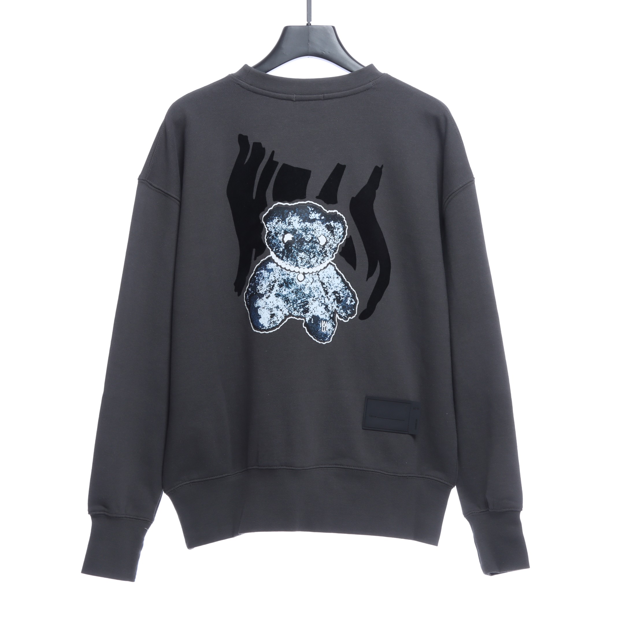 Reflective Pearl Necklace Bear Crew Neck Sweatshirt