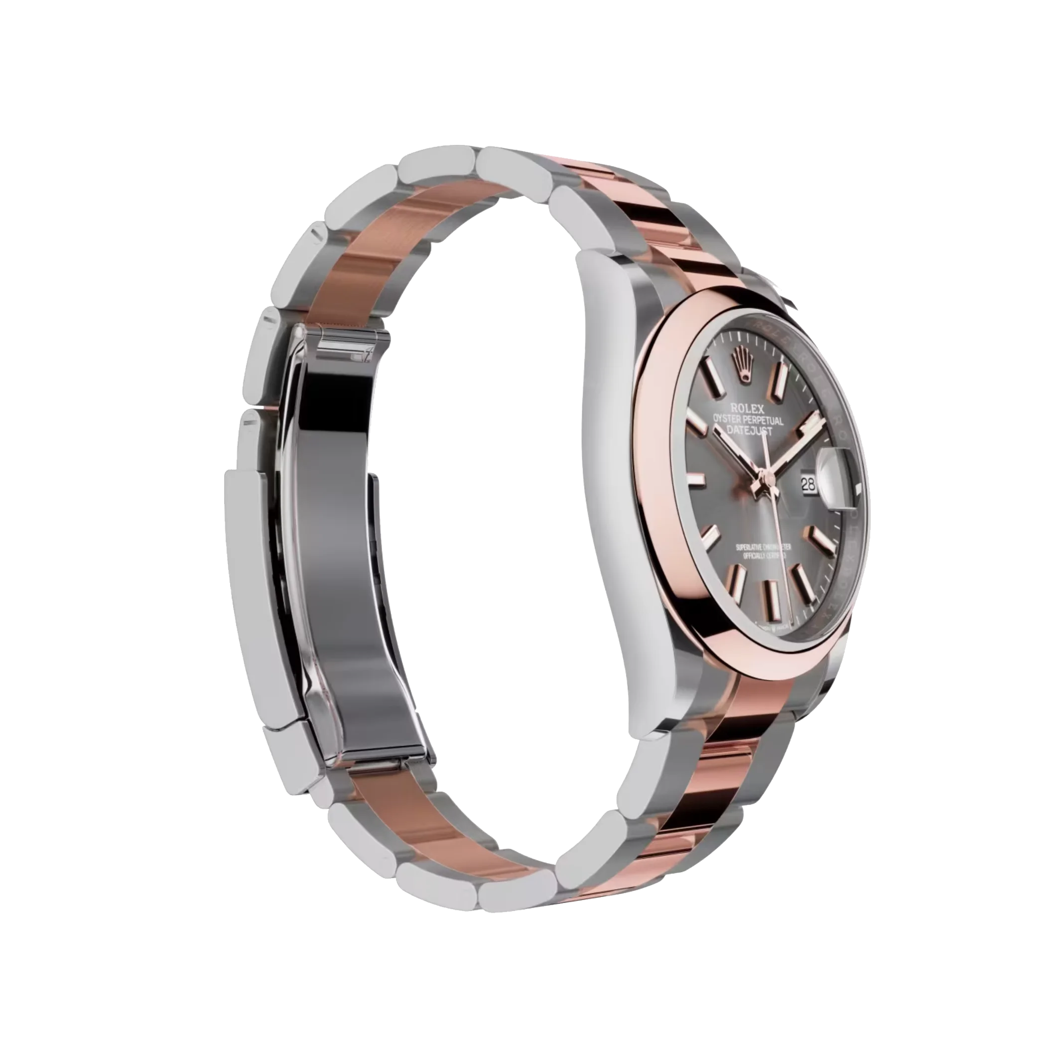 Datejust: Oystersteel and Everose gold, slate dial, Oyster bracelet, m126201-0014