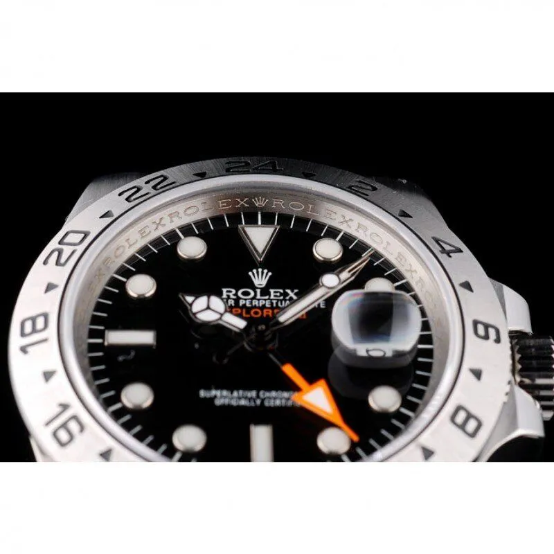 Swiss Explorer Stainless Steel Bezel Black Dial Watch