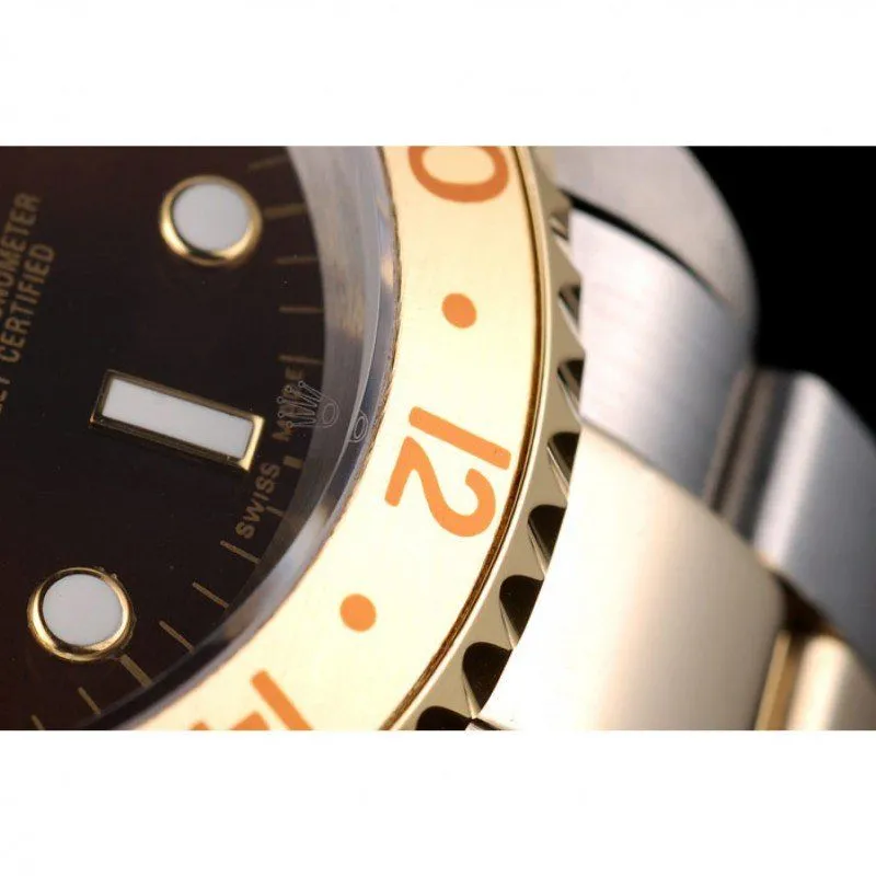 GMT Master II Gold Colored Ceramic Bezel Brown Dial Watch