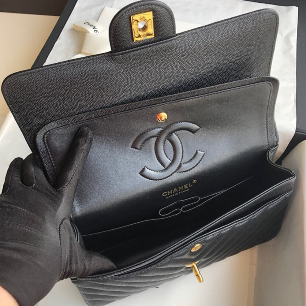 Chanel Classic Chevron Tweed Medium Flap