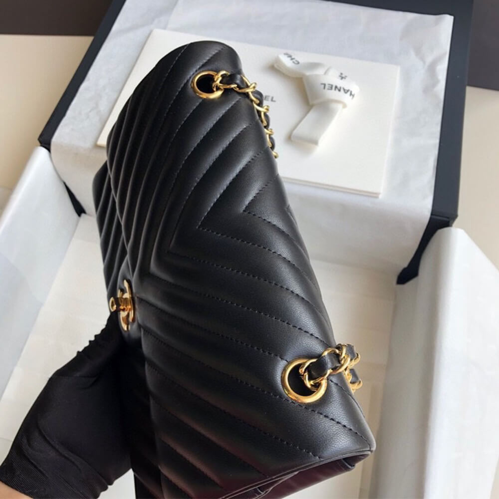 Chanel Classic Chevron Tweed Medium Flap