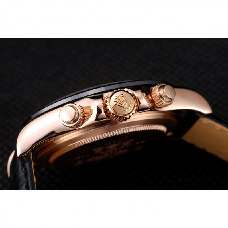 Daytona Rose Gold Case Black Dial Black Leather Strap
