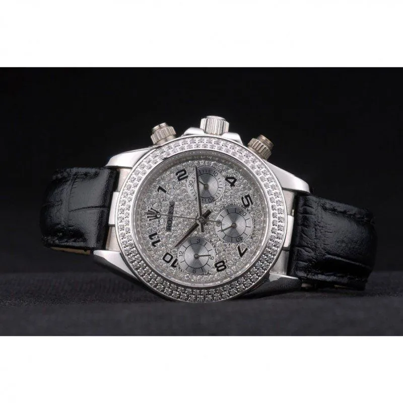 Daytona Lady Stainless Steel Case Crystal Studded Bezel Crystal Studded Dial
