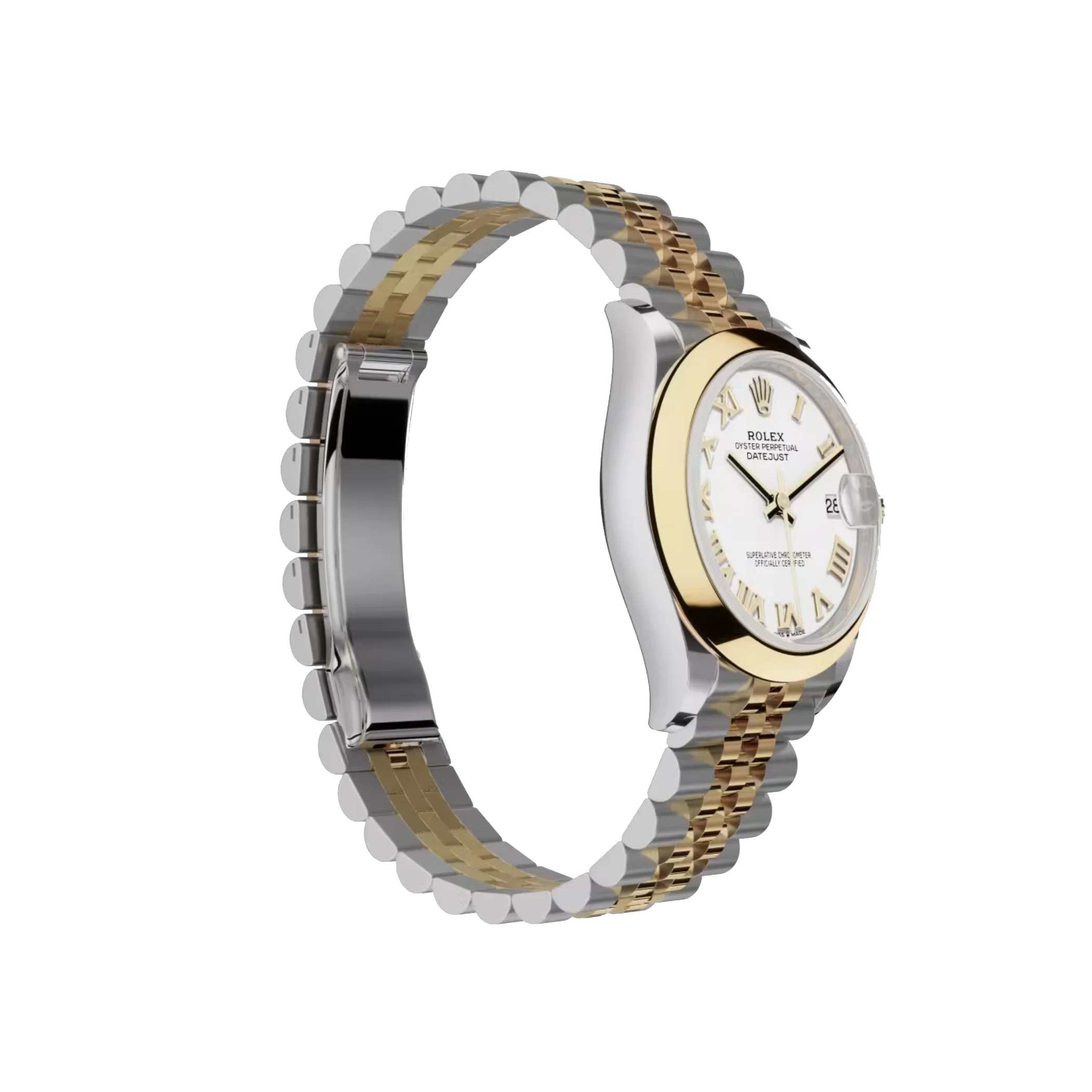 Datejust: Oystersteel and yellow gold, white dial, Jubilee bracelet, m278243-0002