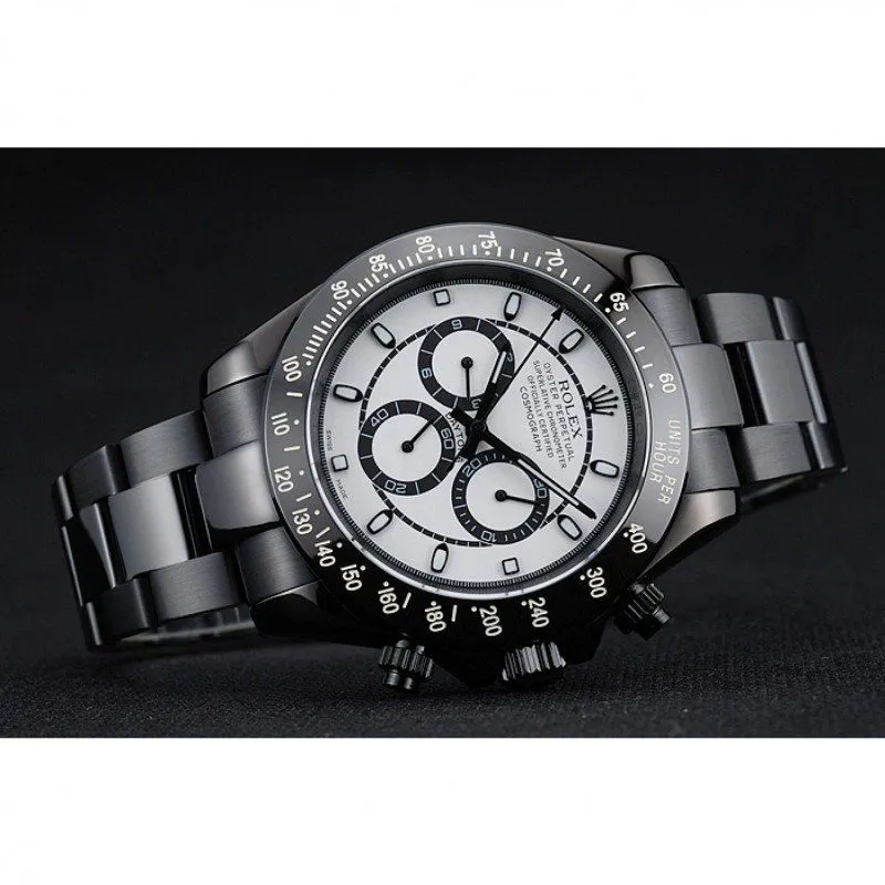Cosmograph Daytona White And Black Dial Black Stainless Steel Case And Bracelet 1454249