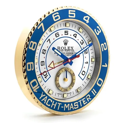 yacht master ll gold blue wall clock