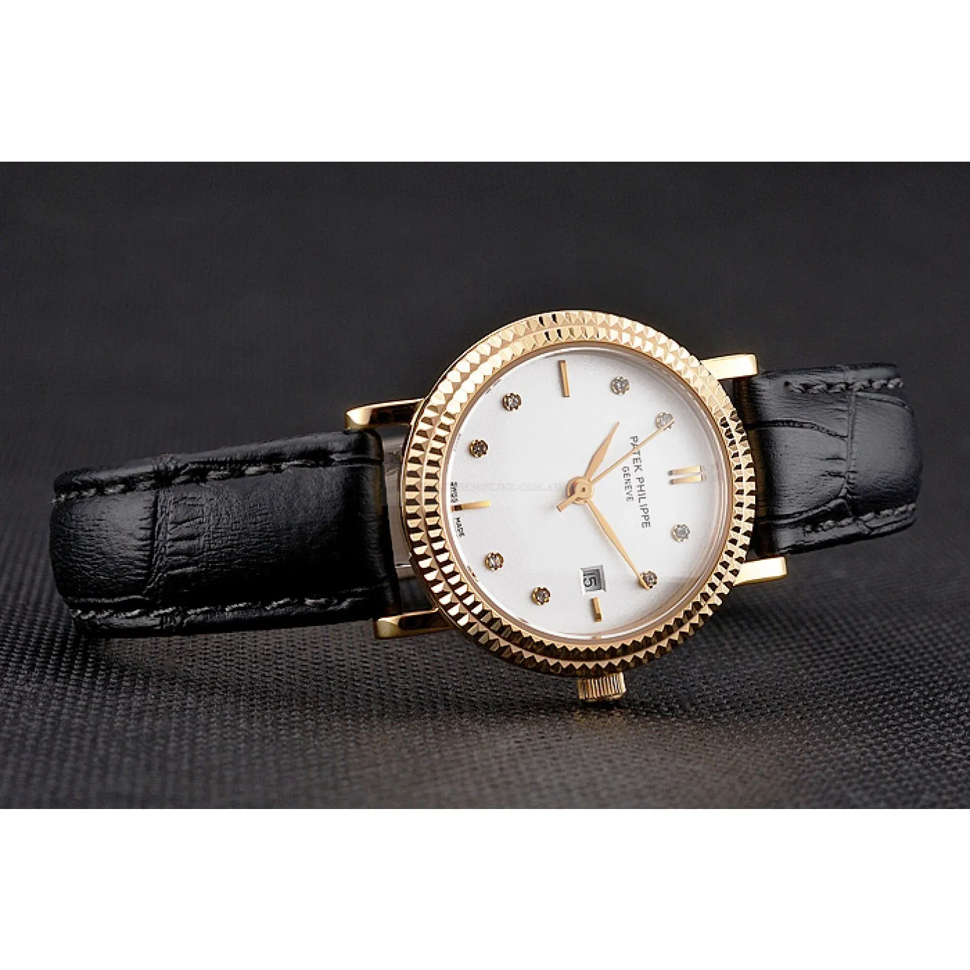 Calatrava White & Diamond Dial 28 mm, Yellow Gold Plated