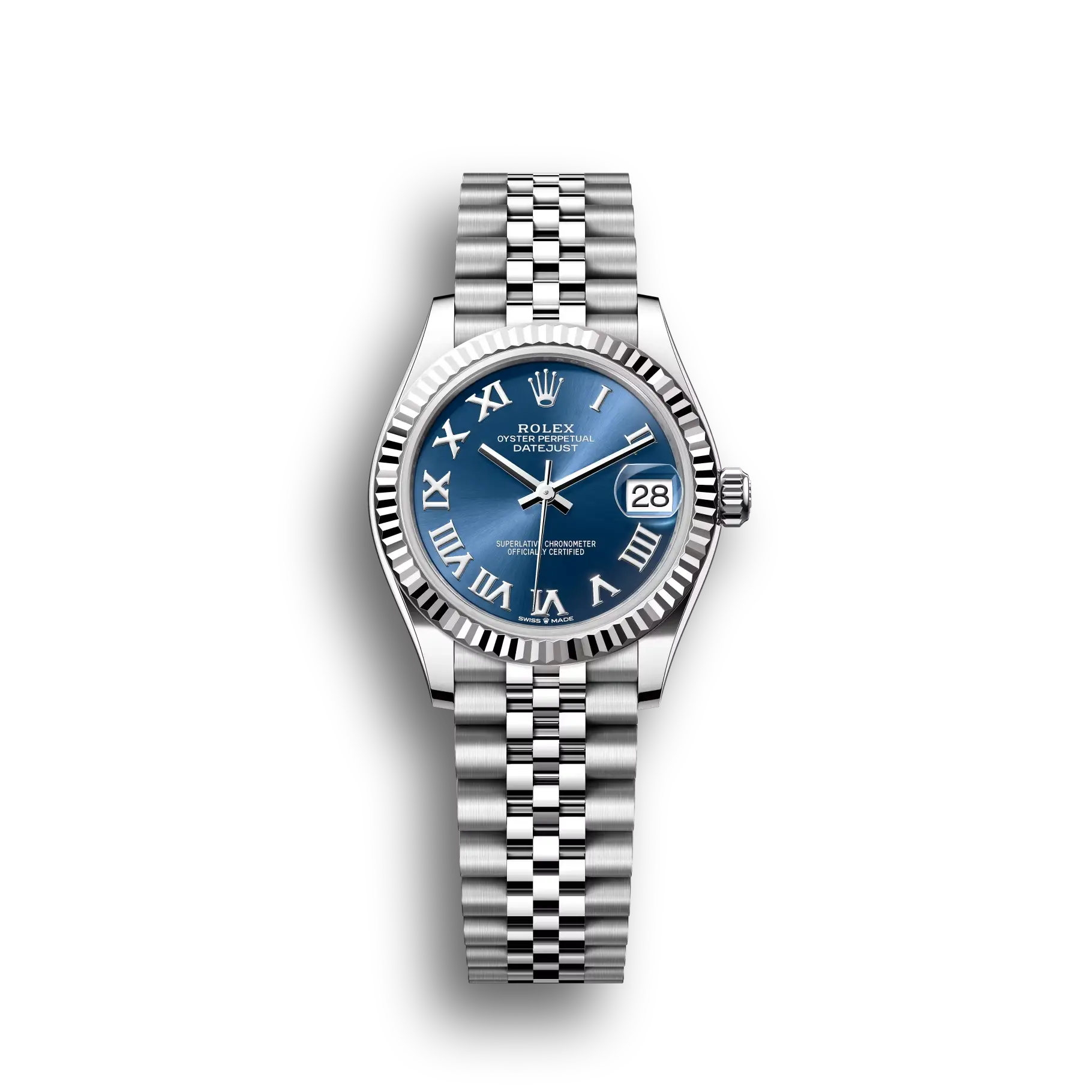 Datejust: Oystersteel and white gold, bright blue, m278274-0034