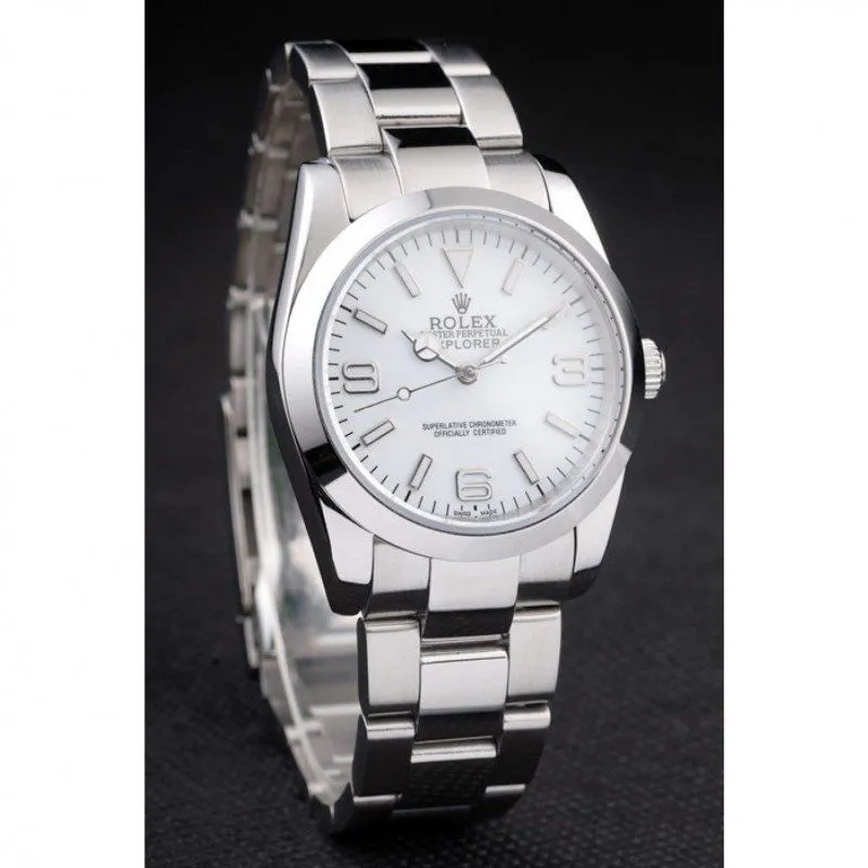 Explorer Polished Stainless Steel White Dial 98086