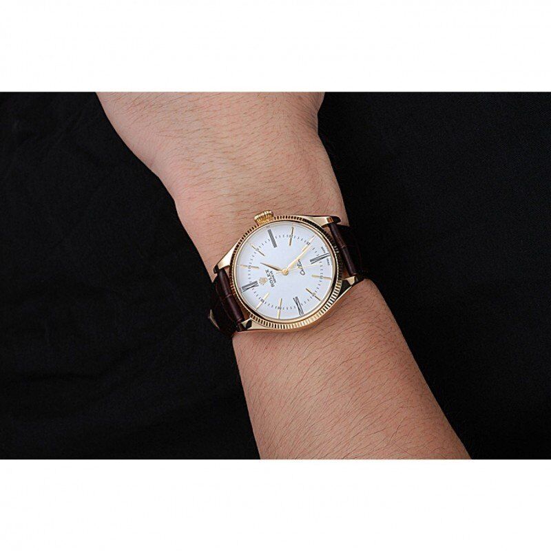 Cellini White Dial Gold Case Brown Leather Strap 622833