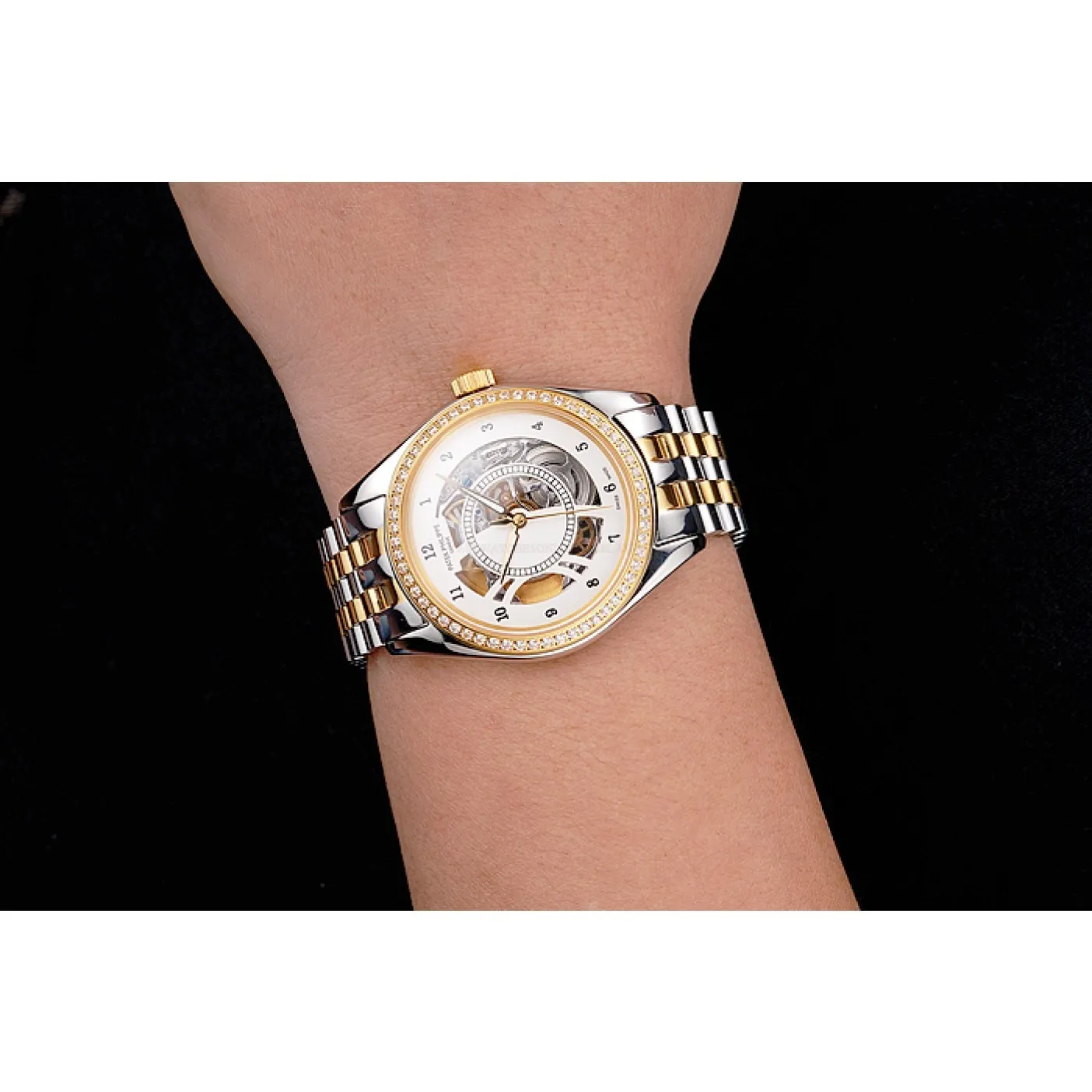 Calatrava Openworked Dial White 37 mm, Steel & Yellow Gold
