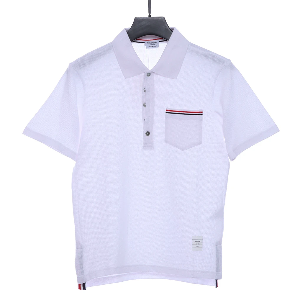 Pocket Stripe Piqué POLO(WHITE /GREY / BLACK)