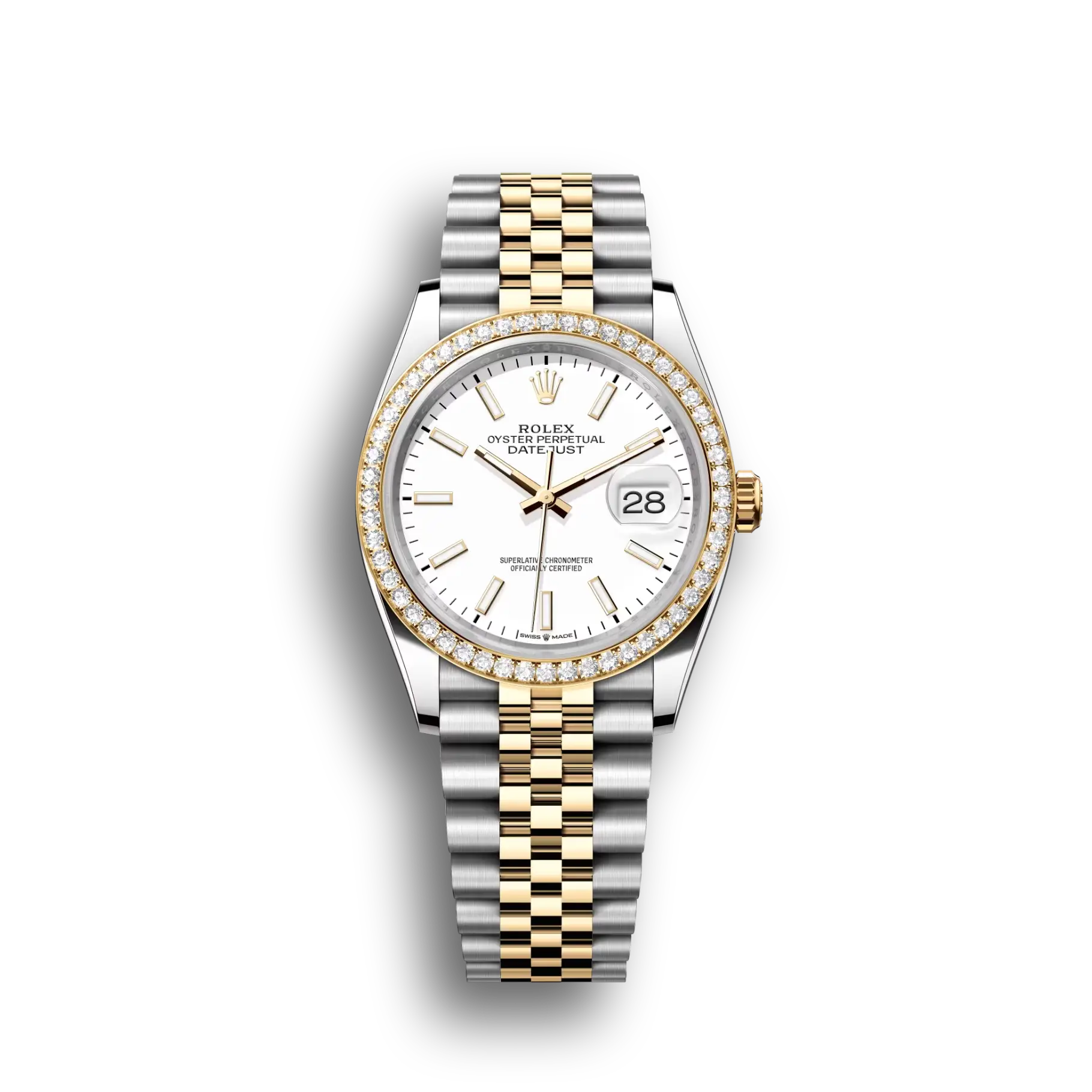Datejust: Oystersteel and yellow gold, white, m126283rbr-0005