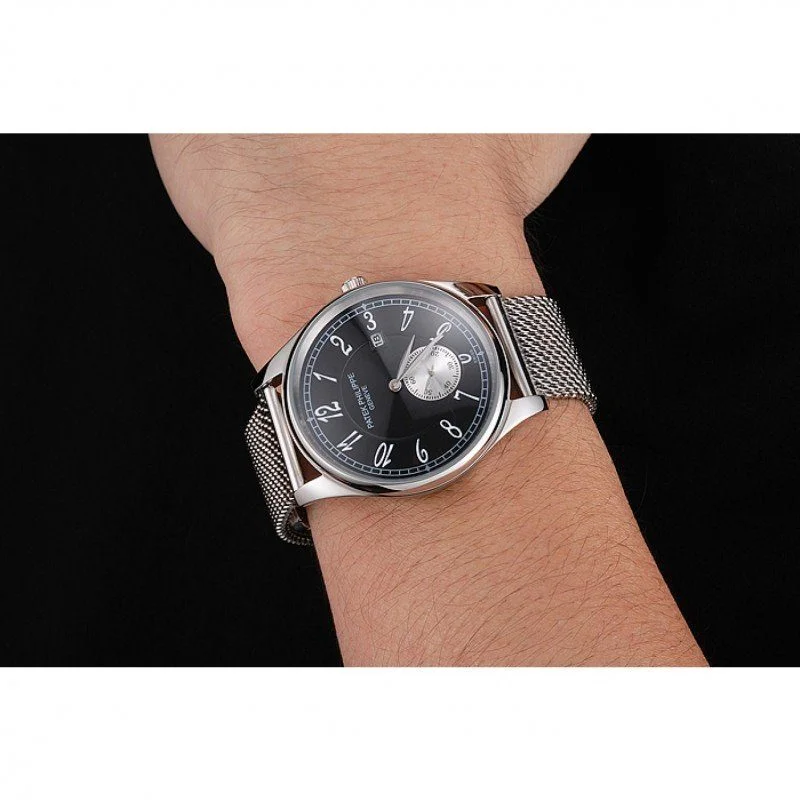 Calatrava Small Seconds Dial Black 40 mm, Stainless Steel