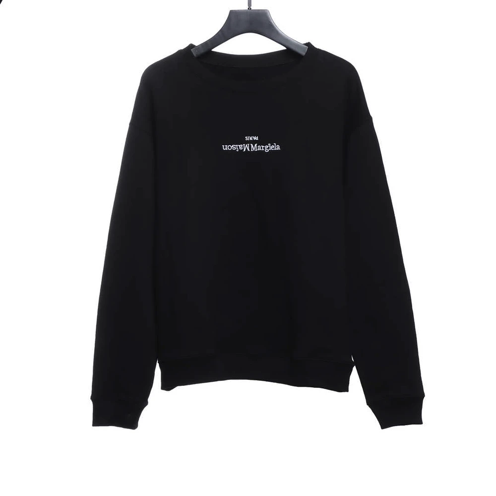 Inverted Black and White Letter Embroidered Sweatshirt