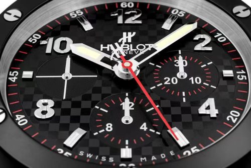 big bang wall clock carbon fibre chronograph dial black