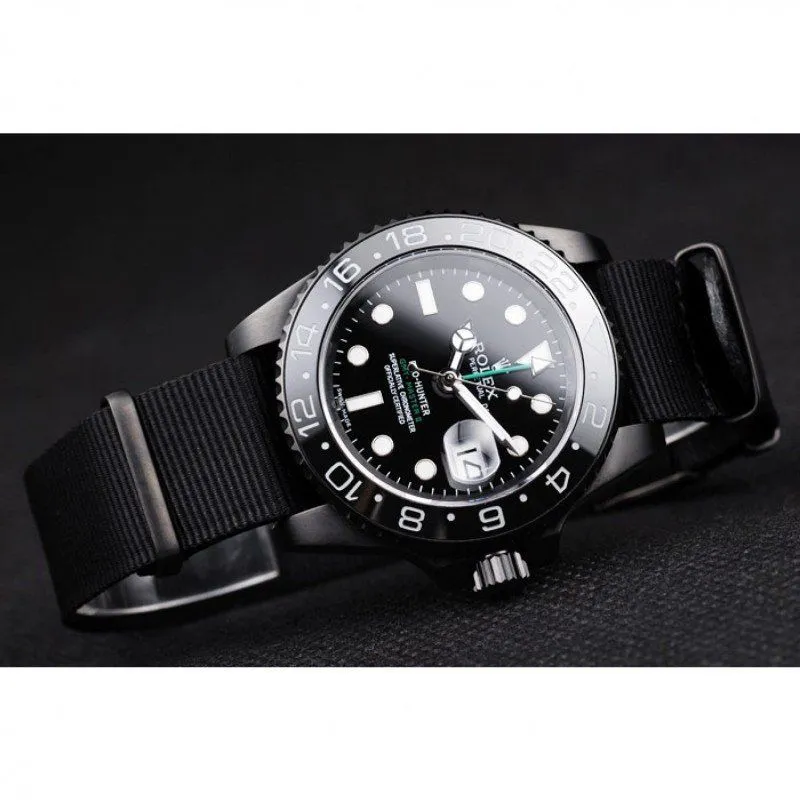 Swiss GMT Master II Pro-Hunter Black Fabric Strap Black Dial