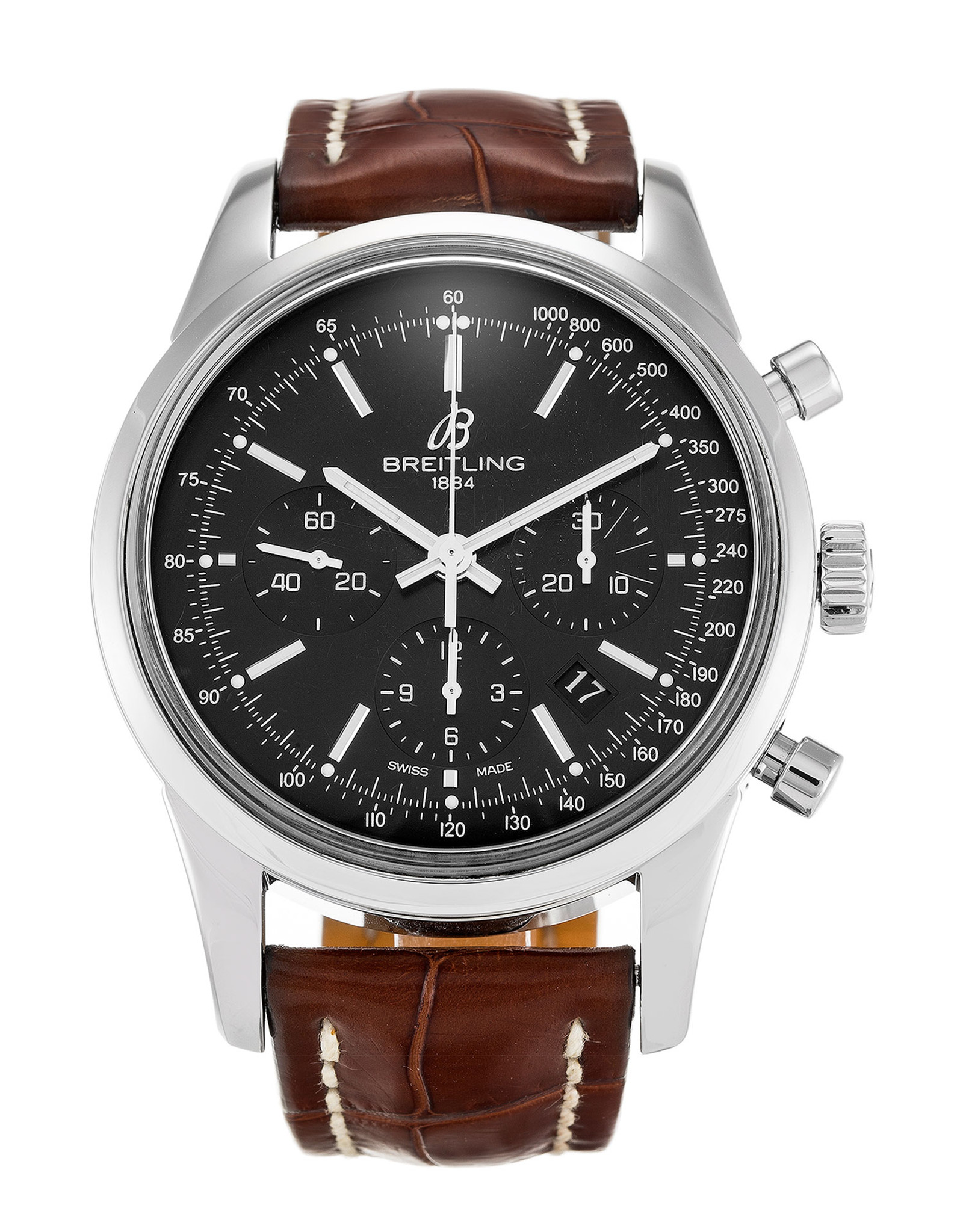 Transocean Chronograph Black Dial Stick Markers AB0152