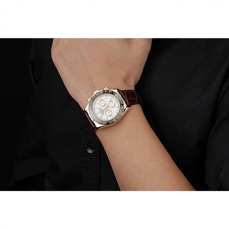 Cosmograph Daytona Gold Case White Dial Brown Leather Bracelet 622633