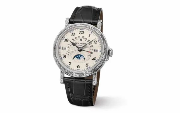 Perpetual calendar with retrograde date hand 38 mm,White gold,5160/500G-001