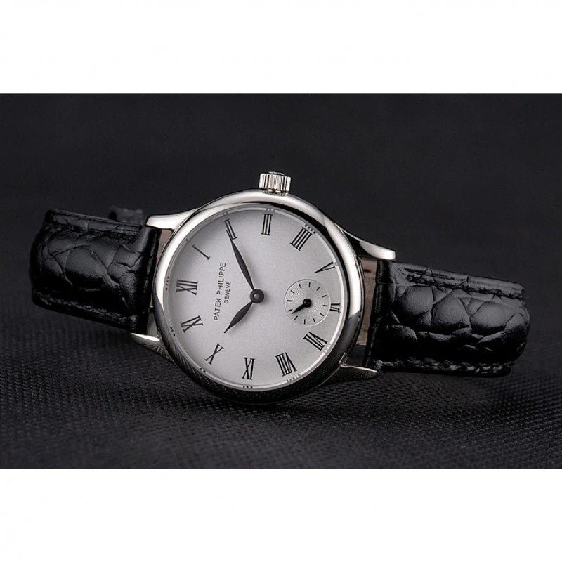 Calatrava Roman Dial White 28 mm, Stainless Steel