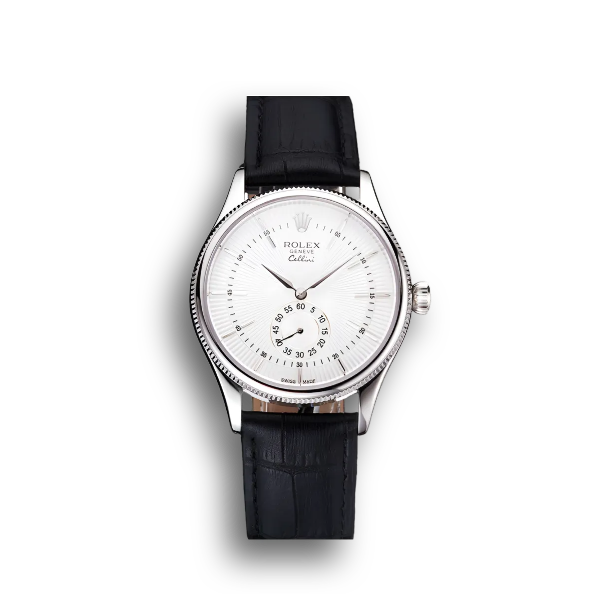 Swiss Cellini White Dial Stainless Steel Case Black Leather Strap