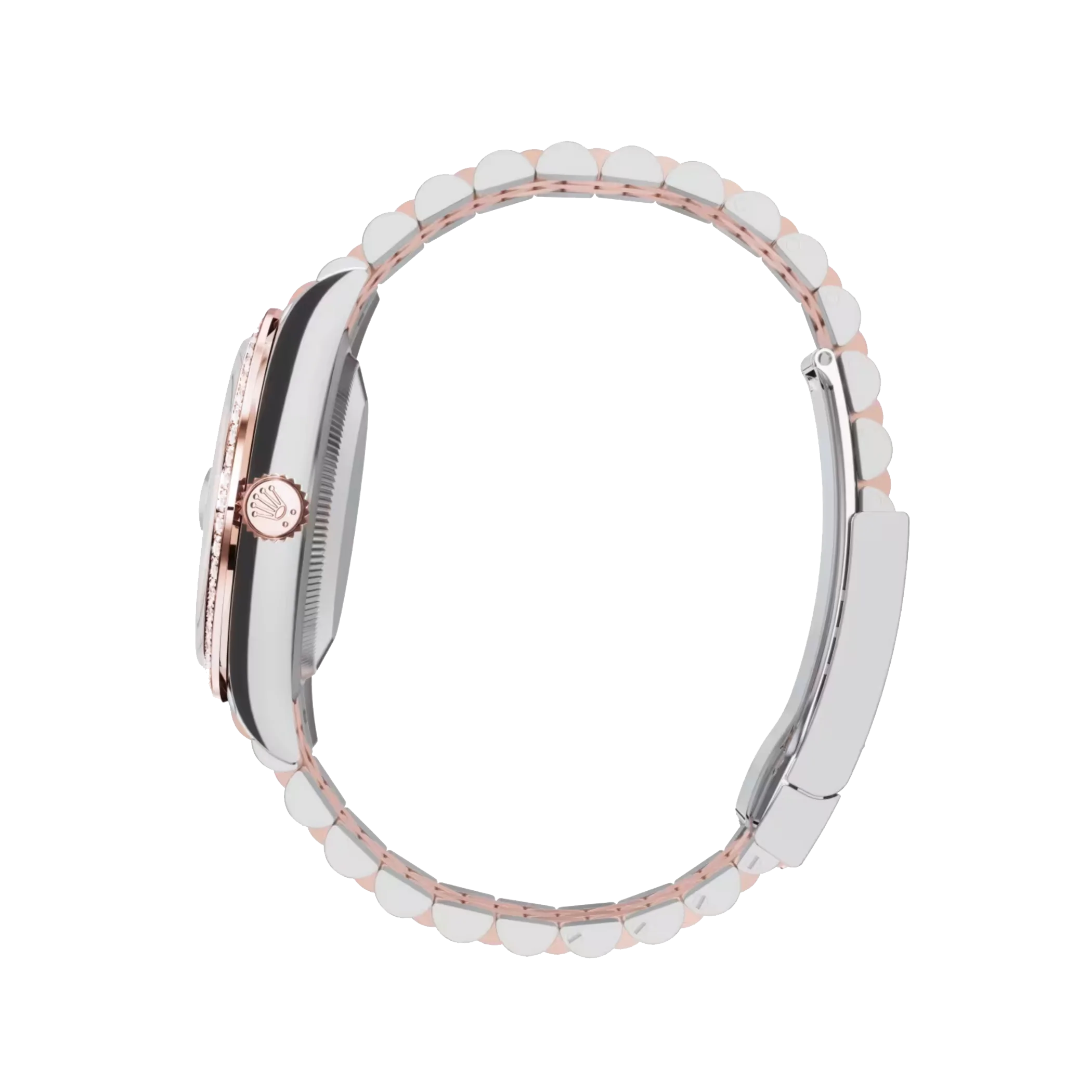 Datejust: Everose gold, white mother-of-pearl, diamond-set dial, Jubilee bracelet, m126281rbr-0009