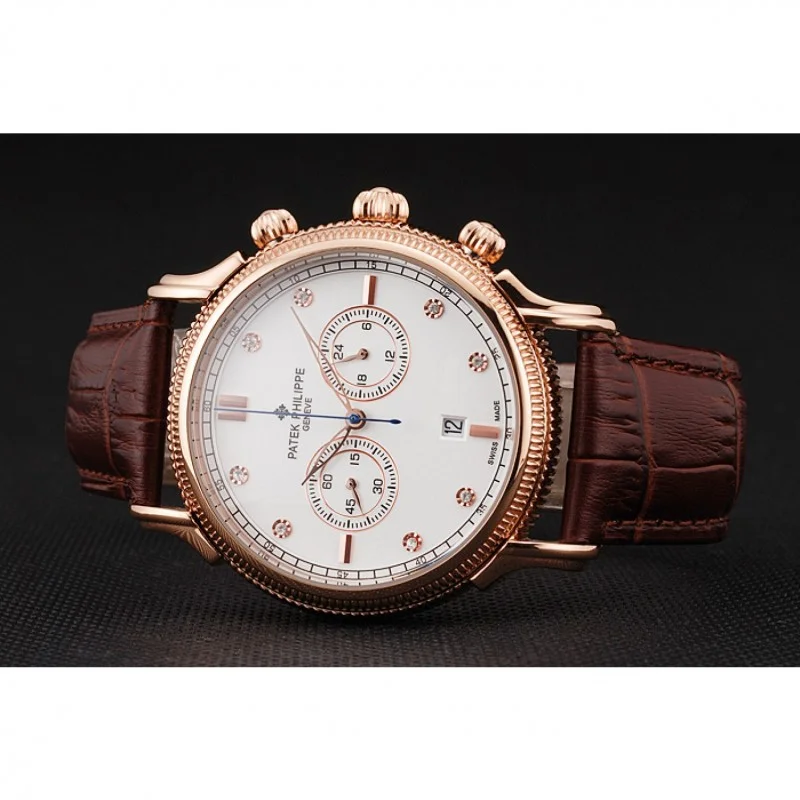 Chronograph White Dial With Diamonds 40 mm, Rose Gold Plated